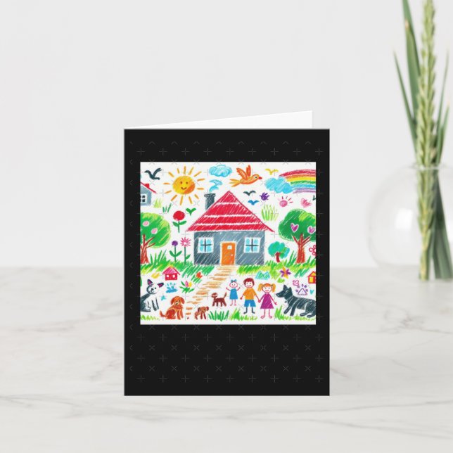 Zeichnend Kinder mit farbigem Chalk #1 Karte (Vorderseite)