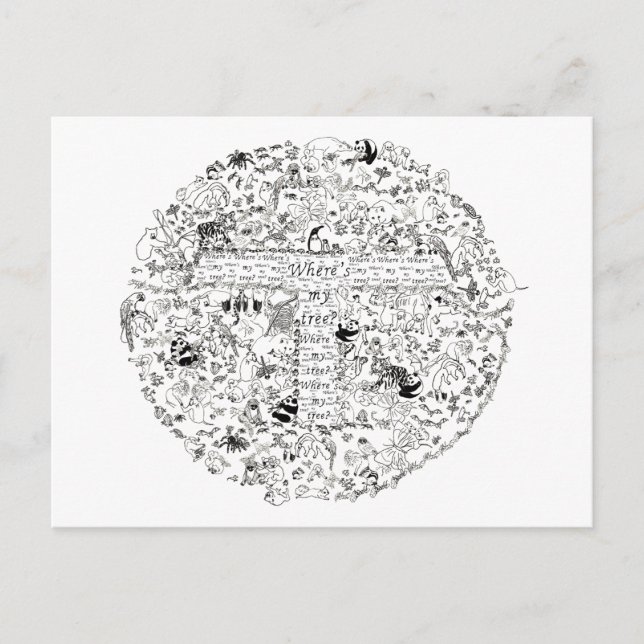 Zeichnend Kunst auf dem Planeten Erde für gefährde Postkarte (Vorderseite)