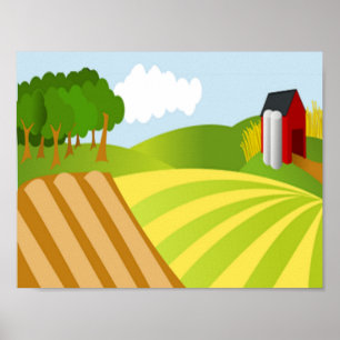 zeichnend landwirtschaftliche Flächen Poster