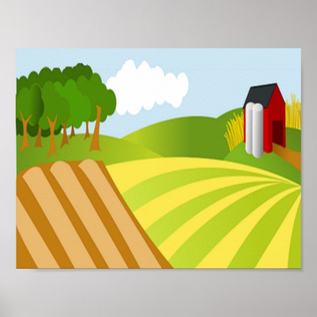 zeichnend landwirtschaftliche Flächen Poster (Vorne)