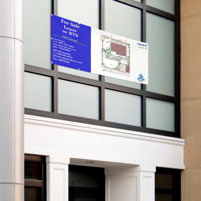 Zeichnend Logo für den Verkauf von Lease- oder BTS Banner (Äußeres Gebäude)