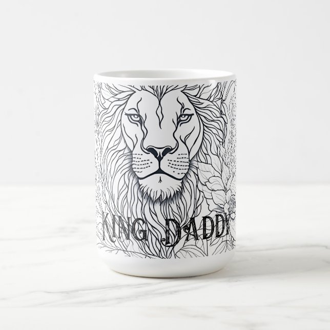 Zeichnend Löwe mit Blume König Daddy, Boho Vater Kaffeetasse (Mittel)