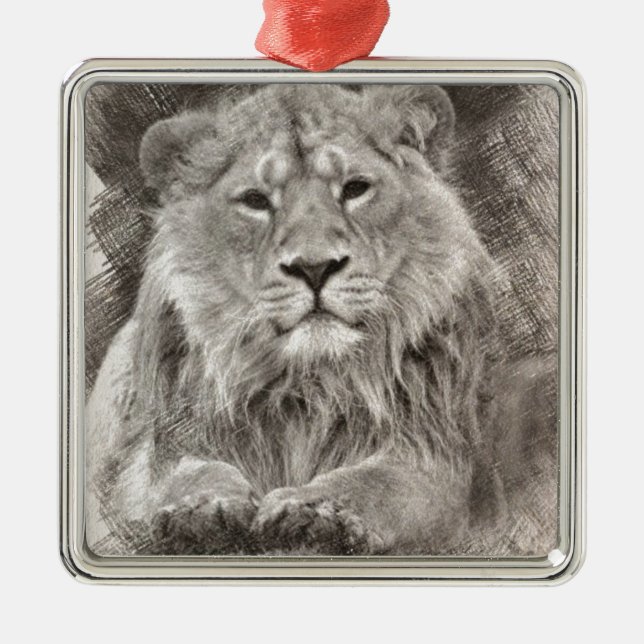 Zeichnend Löwe Ornament Aus Metall (Vorne)
