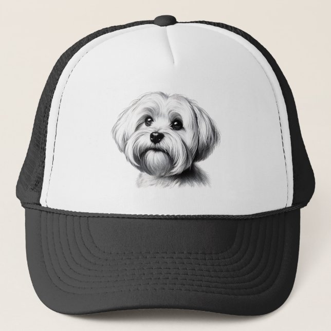 Zeichnend maltesischer Hund Truckerkappe (Vorderseite)