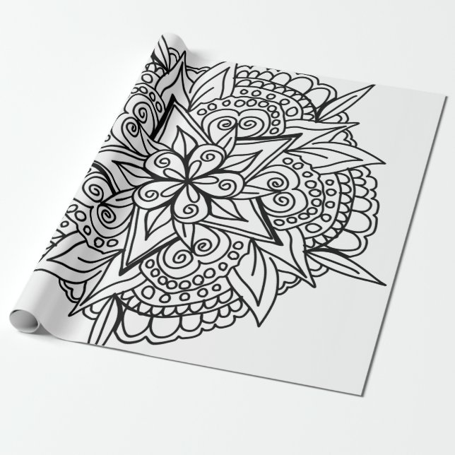 Zeichnend Mandala-Design cool Geschenkpapier (Ungerollt)