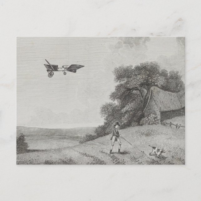 Zeichnend Manned Flying Machine Postkarte (Vorderseite)