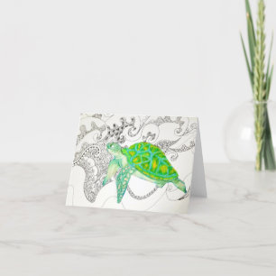 zeichnend Meeresschildkröte Feiertagskarte