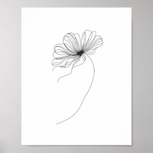 Zeichnend Minimalistische Blume Poster