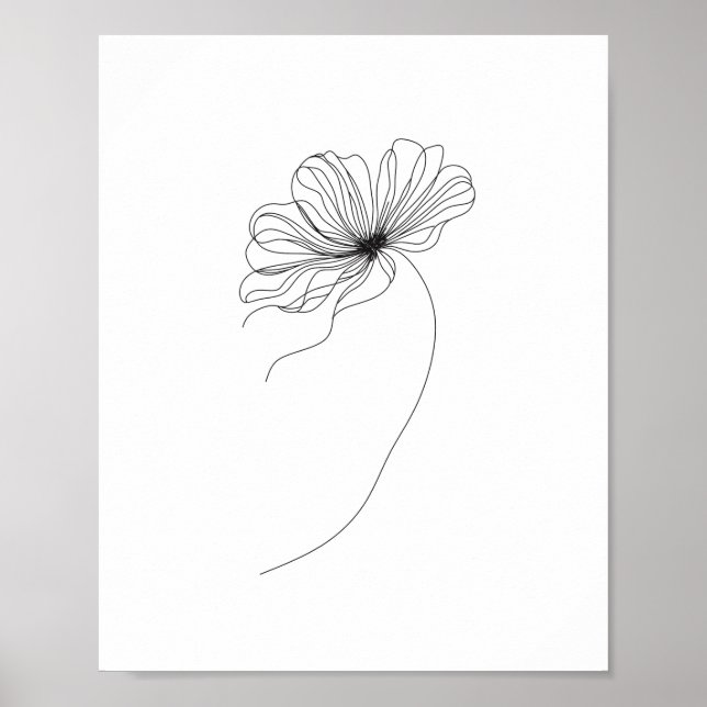 Zeichnend Minimalistische Blume Poster (Vorne)