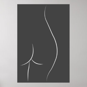 Zeichnend Minimalistischer Hintern Poster