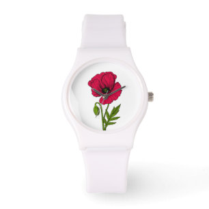 Zeichnend Mohn Armbanduhr