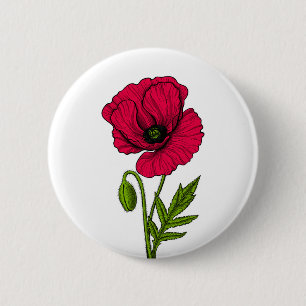 Zeichnend Mohn Button