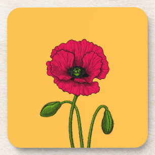 Zeichnend Mohn Getränkeuntersetzer