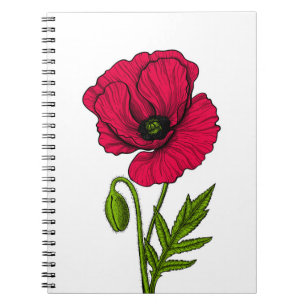Zeichnend Mohn Notizblock