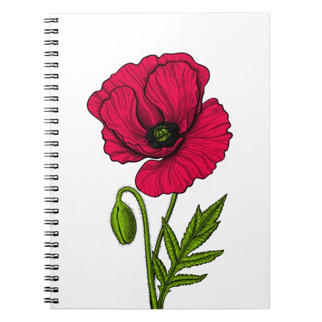 Zeichnend Mohn Notizblock (Vorderseite)