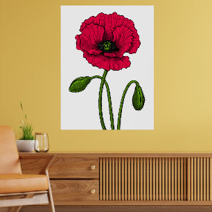 Zeichnend Mohn Poster