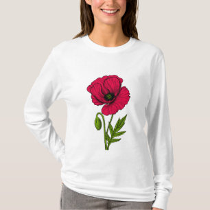 Zeichnend Mohn T-Shirt