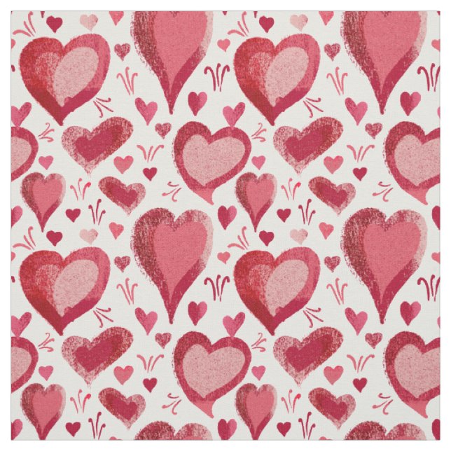 Zeichnend Muster der roten und rosa Herzen Stoff (Muster)