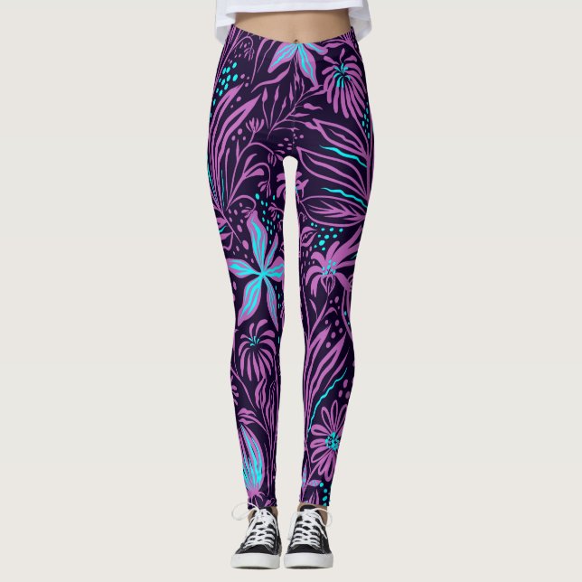 zeichnend Musterblätter Leggings (Vorderseite)