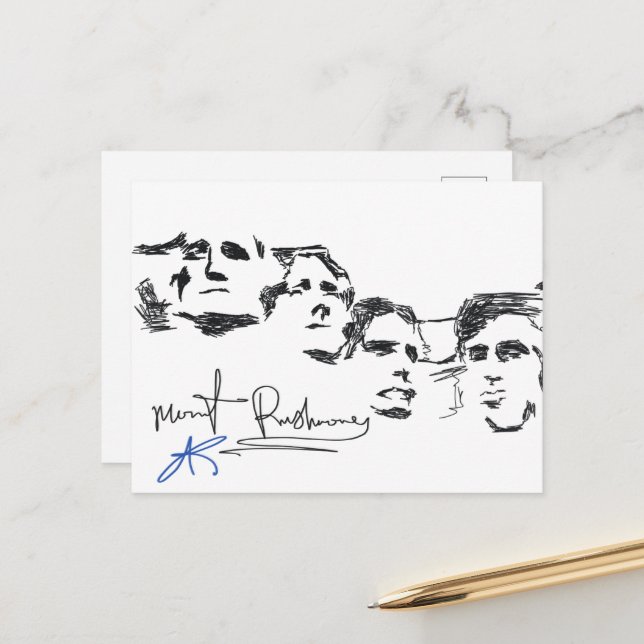 Zeichnend Nationale Gedenktafel Mount Rushmore Postkarte (Vorderseite/Rückseite Beispiel)