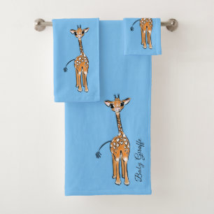 zeichnend niedliche Giraffe, Safaritiere Badhandtuch Set