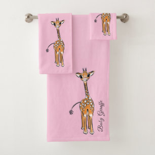 zeichnend niedliche Giraffe, Safaritiere Badhandtuch Set
