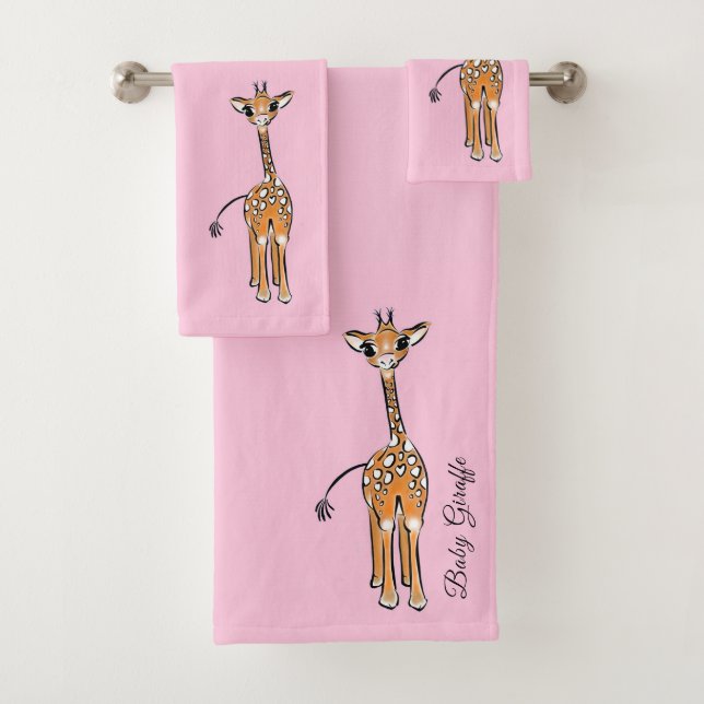 zeichnend niedliche Giraffe, Safaritiere Badhandtuch Set (Insitu)