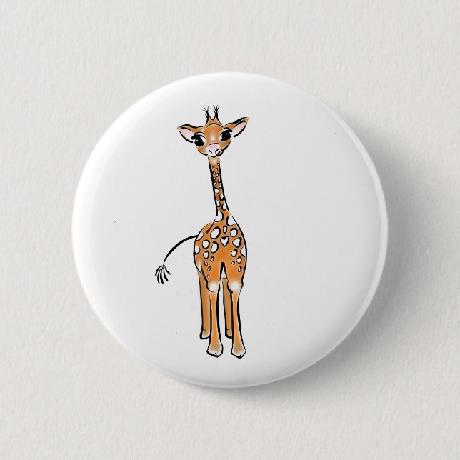 zeichnend niedliche Giraffe, Safaritiere Button (Vorderseite)