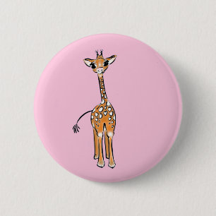 zeichnend niedliche Giraffe, Safaritiere Button