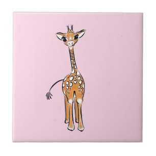 zeichnend niedliche Giraffe, Safaritiere Fliese