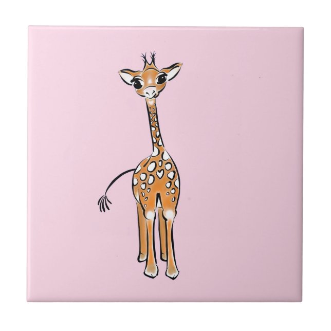 zeichnend niedliche Giraffe, Safaritiere Fliese (Vorderseite)