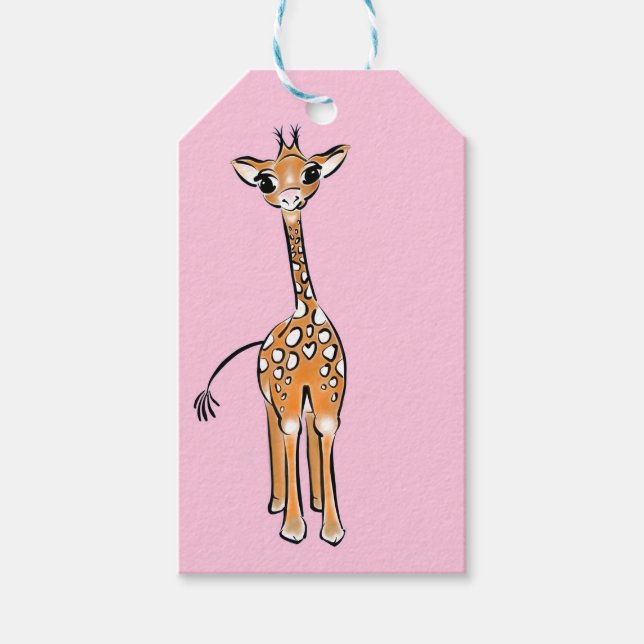 zeichnend niedliche Giraffe, Safaritiere Geschenkanhänger (Vorderseite)