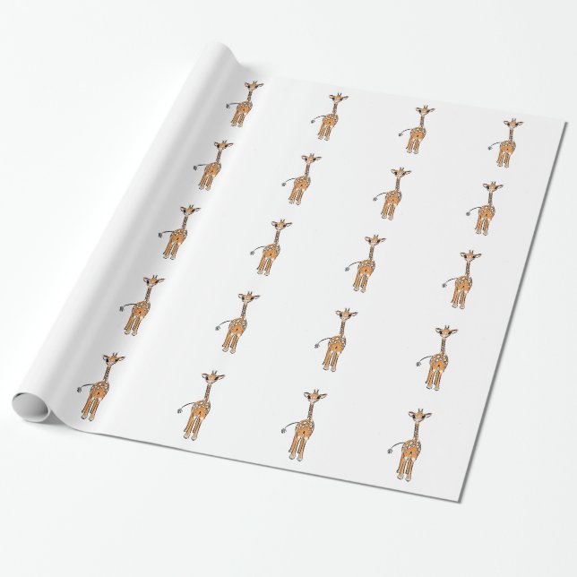 zeichnend niedliche Giraffe, Safaritiere Geschenkpapier (Ungerollt)