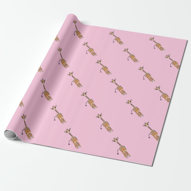 zeichnend niedliche Giraffe, Safaritiere Geschenkpapier (Ungerollt)