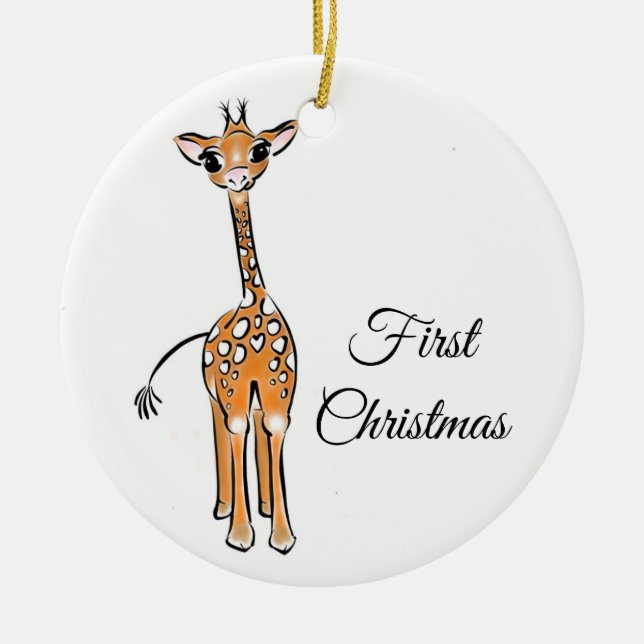 zeichnend niedliche Giraffe, Safaritiere Keramik Ornament (Vorne)