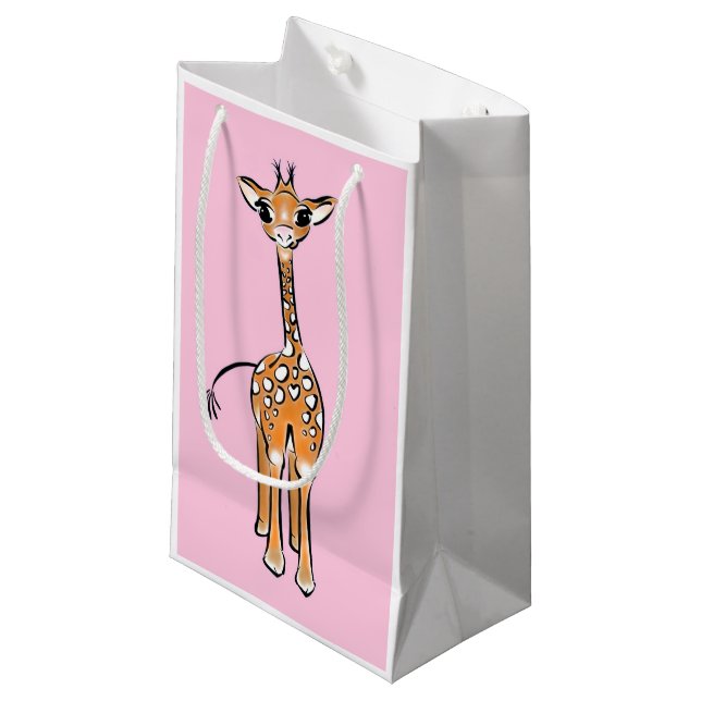 zeichnend niedliche Giraffe, Safaritiere Kleine Geschenktüte (Vorderseite Schrägansicht)