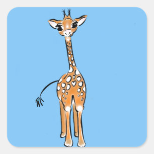 zeichnend niedliche Giraffe, Safaritiere Quadratischer Aufkleber