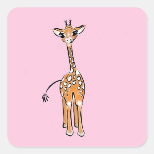 zeichnend niedliche Giraffe, Safaritiere Quadratischer Aufkleber