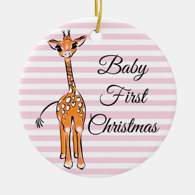 zeichnend niedliche Giraffe, Safaritiere, rosa Str Keramik Ornament (Vorne)