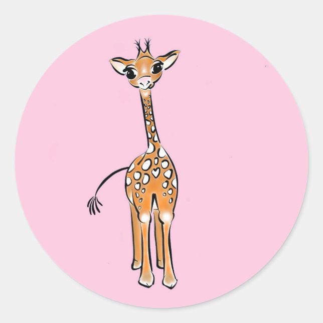 zeichnend niedliche Giraffe, Safaritiere Runder Aufkleber (Vorderseite)