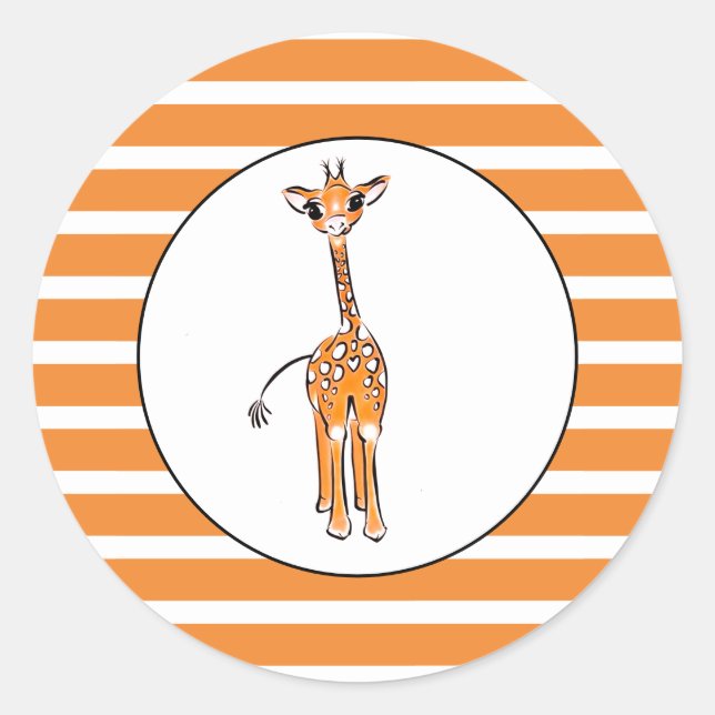 zeichnend niedliche Giraffe, Safaritiere Runder Aufkleber (Vorderseite)