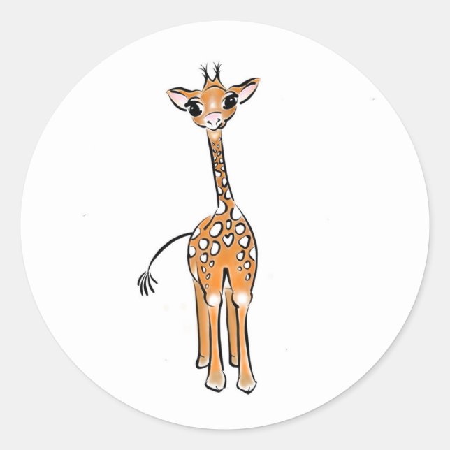 zeichnend niedliche Giraffe, Safaritiere Runder Aufkleber (Vorderseite)