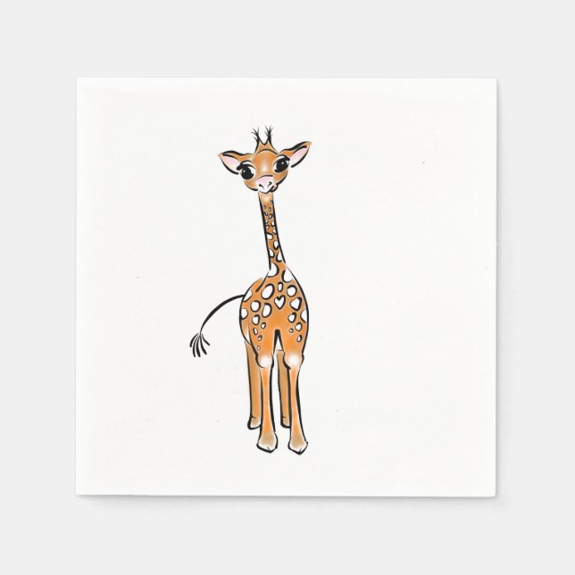 zeichnend niedliche Giraffe, Safaritiere Serviette (Vorderseite)