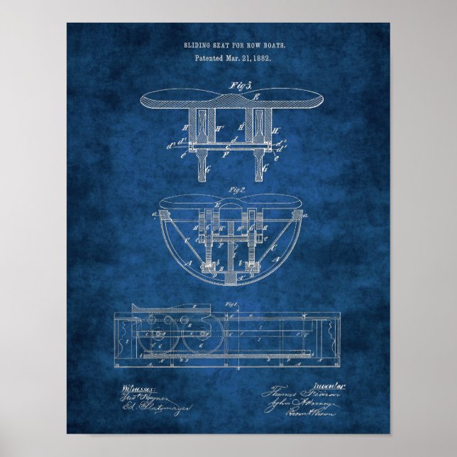 Zeichnend Patent für Rudersitze der Muschel Poster (Vorne)