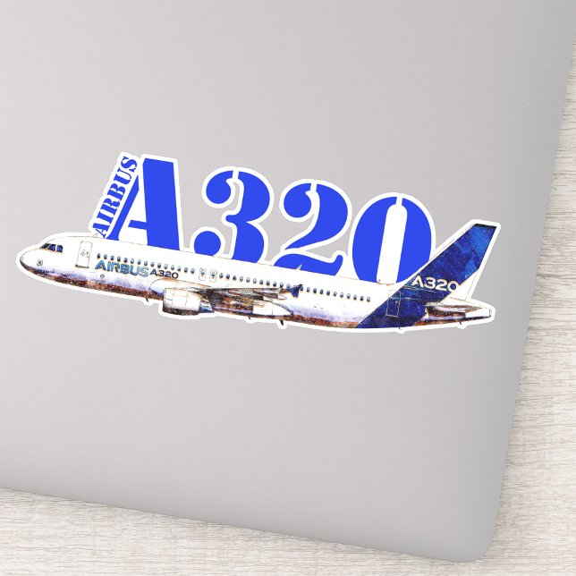 Zeichnend Profil des Flugzeugs A320 Aufkleber (Airbus A320 Aircraft Watercolor drawing Profile. Sticker )
