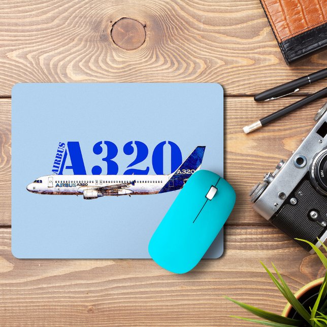 Zeichnend Profil des Flugzeugs A320 Mousepad (Airbus A320 Aircraft Watercolor drawing Profile. Mouse Pad)