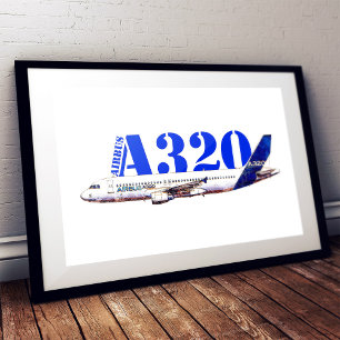 Zeichnend Profil des Flugzeugs A320 Poster
