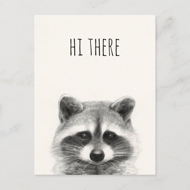 Zeichnend Raccoon Pencil - Hi There Postkarte (Vorderseite)