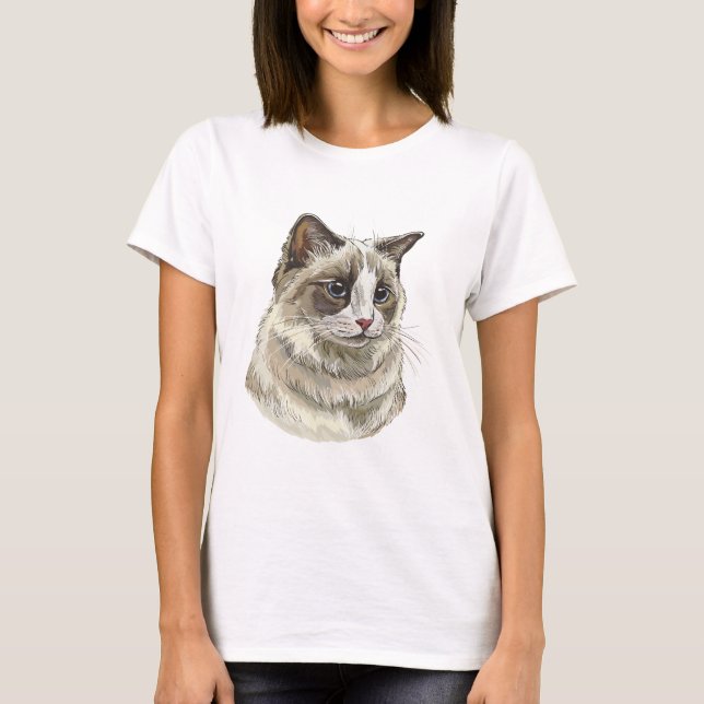 Zeichnend Ragdoll-Katze T-Shirt (Vorderseite)
