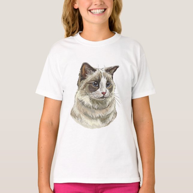 Zeichnend Ragdoll-Katze T-Shirt (Vorderseite)